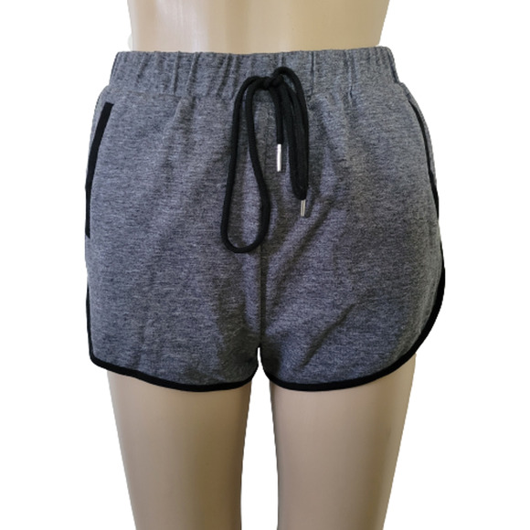 Shein Gray Pull-On High-Rise Drawstring Athletic Running Shorts Size 2 - Picture 1 of 7